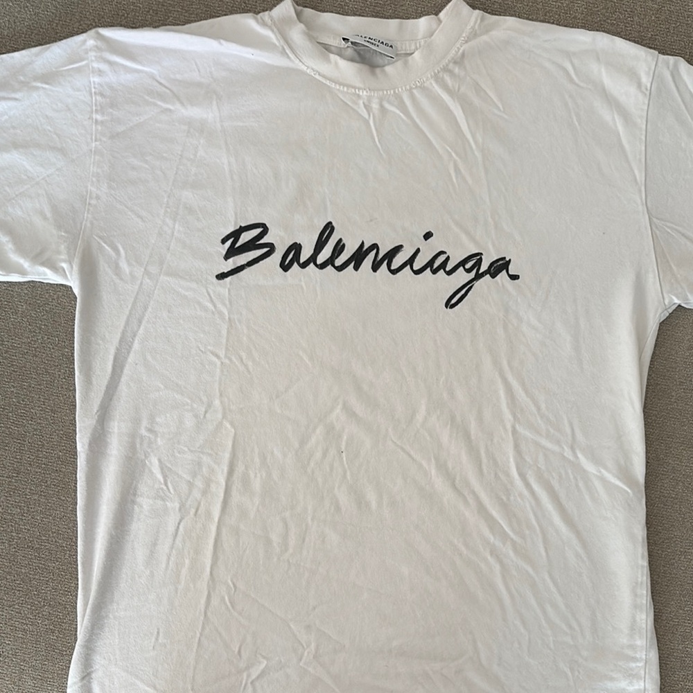 Balenciaga White Tee with Black Logo